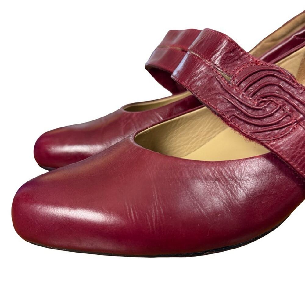 Ziera Kumfs Veil Burgundy Kitten Heels Mary Jane Leather Shoes Comfort 39/ 8.5 W - Picture 11 of 16